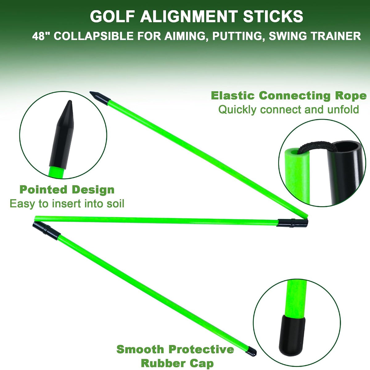 Elevate Your Game with TROLLBIRD 48" Collapsible Golf Alignment Sticks - Perfect Training Aid for Aiming, Putting, and Swing Improvement - 2 Pack with Clear Tube Case