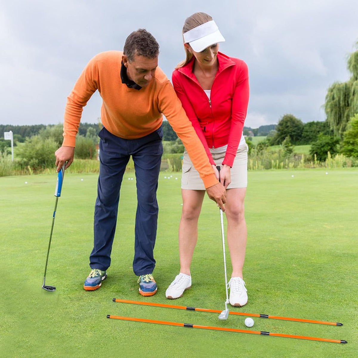 Elevate Your Game with TROLLBIRD 48" Collapsible Golf Alignment Sticks - Perfect Training Aid for Aiming, Putting, and Swing Improvement - 2 Pack with Clear Tube Case