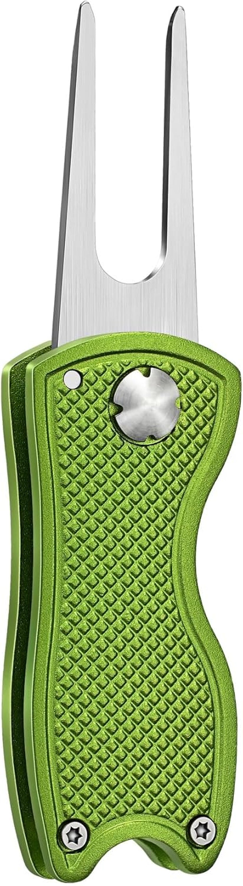 Premium All-Metal Foldable Golf Divot Repair Tool with Pop-Up Button and Magnetic Ball Marker, Available in 2-6 Pack